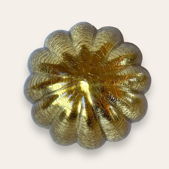 Vintage Oversized Gold Crackle Glass Melon Kugel Ball Ornament 7” - Picture 6 of 7